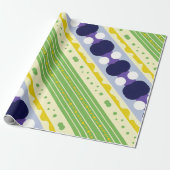 Hoekige Strepen en Stippen Retro Cadeaupapier (Uitgerold)