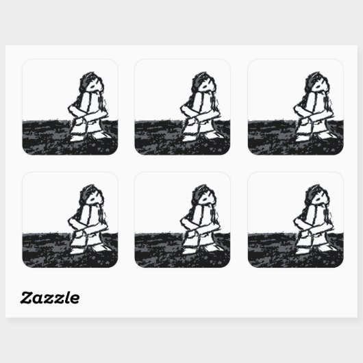 hoekkind vierkante sticker (Vel)