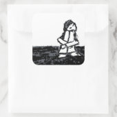 hoekkind vierkante sticker (Tas)