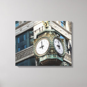 Hoekklok Downtown Chicago Canvasprint Canvas Afdruk