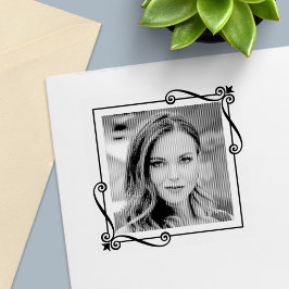 Hoekkrullen Vierkant Frame Aangepaste Foto Zelfinktende Stempel
