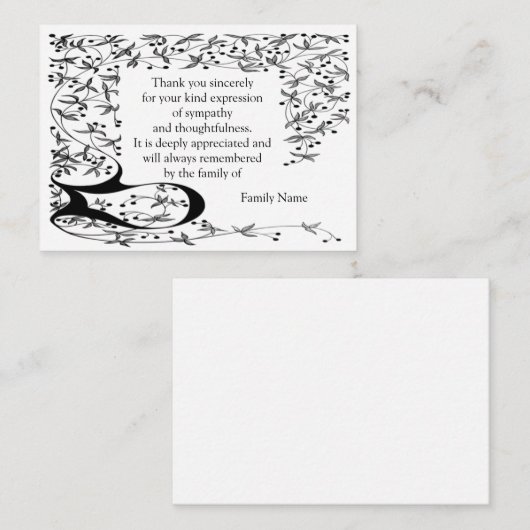 Hoeklijn Art lijst na begrafenis Kaart Notitiekaartje (Voorkant / Achterkant)