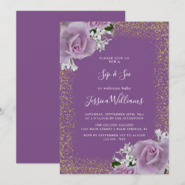 Hoekrozen, Gouden Glitter Sip & See Feest Kaart