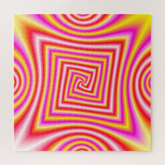 Hoekspiraal in rood-gele roze en wit legpuzzel (Horizontaal)