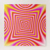 Hoekspiraal in rood-gele roze en wit legpuzzel (Verticaal)