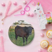 Hoekstaal op groene velden papieren bordje (Feest)