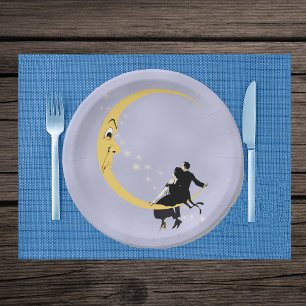  hoekverdraaiing van moonspieren Couple Papieren Bordje