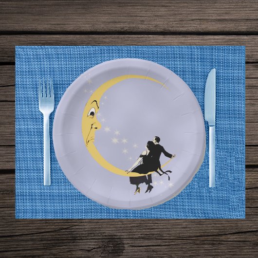 hoekverdraaiing van moonspieren Couple Papieren Bordje