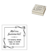 Hoekwervelingen Vierkant Lijst Adres Rubberstempel (Gestempeld)