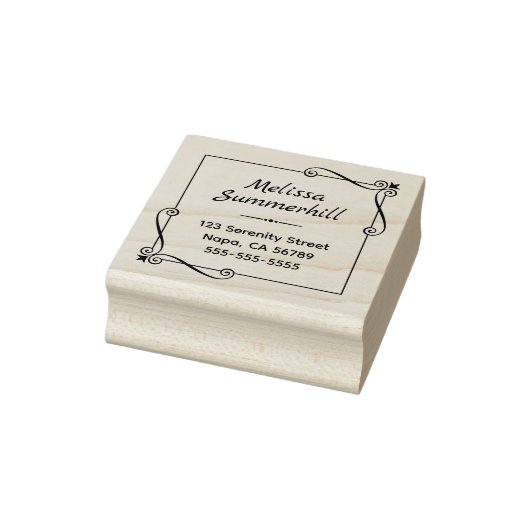 Hoekwervelingen Vierkant Lijst Adres Rubberstempel (Stempel)