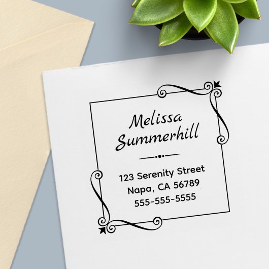 Hoekwervelingen Vierkant Lijst Adres Zelfinktende Stempel