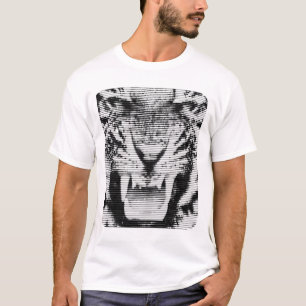 Hoekzwarte tijgerhorizontale lijnen t-shirt