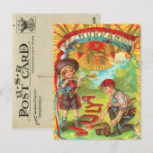 Hoera 4 juli vuurwerk briefkaart (Voorkant / Achterkant)