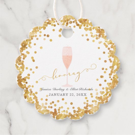 Hoera! Bachelorette Verloving Brunch Bedankjes Labels (Voorkant)