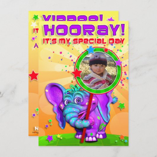 Hoera! Birthday nodigt u uit met "The GiggleBellie Kaart (Voorkant / Achterkant)