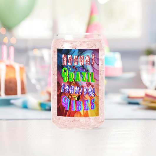 Hoera Brazilië Carnaval Vibes Blikvorm Glas (Insitu (Verjaardag))
