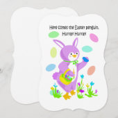Hoera, de Paaspinguïn is er! Pasenkaart Feestdagenkaart (Voorkant / Achterkant)