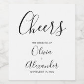 Hoera Elegant Huwelijksmonogram Zwart-wit Wijn Etiket (Enkel label)