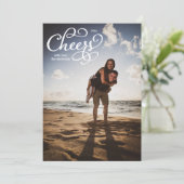 Hoera Elegant Script Fotokaart Bedankkaart (Staand voorkant)