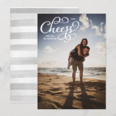 Hoera Elegant Script Fotokaart Bedankkaart (Voorkant / Achterkant)