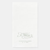 Hoera Elegante Trouwwijze Groene Kalligrafie Servet (Voorkant)