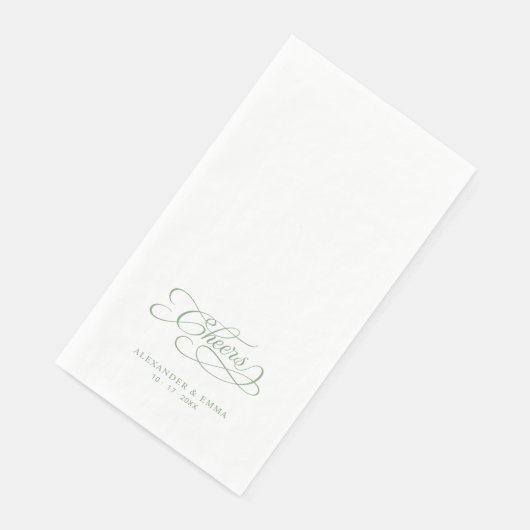 Hoera Elegante Trouwwijze Groene Kalligrafie Servet (Hoek)