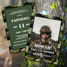 Hoera! Groen Bruin Camouflage Foto Verjaardagsfees