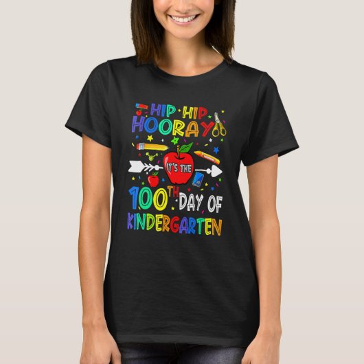 Hoera Het Is De 100e Dag Van De Kleuterschool T-shirt (Voorkant)