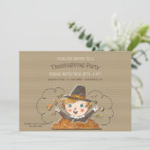 Hoera Het is de Thanksgiving Kinder Partij Kaart (Staand voorkant)