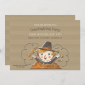 Hoera Het is de Thanksgiving Kinder Partij Kaart (Voorkant / Achterkant)