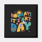 Hoera Het is Kunstdag Kunst Leraar Rainbow Leuke S Magneet (Voorkant)