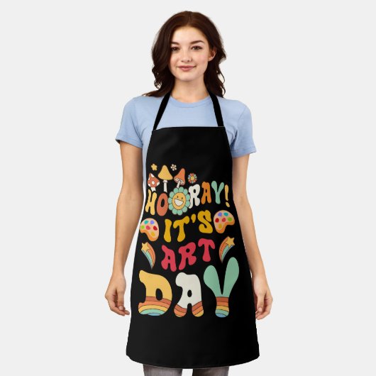 Hoera Het is Kunstdag Kunst Leraar Rainbow Leuke S Schort (Gedragen)