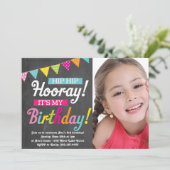 Hoera Het is mijn verjaardag (Fotouitnodiging) Kaart (Staand voorkant)