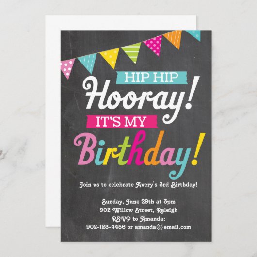 Hoera Het is mijn verjaardag Kaart (Voorkant / Achterkant)