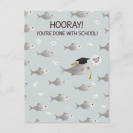 Hoera, je bent klaar met school Funny Fish Afstude Briefkaart