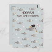 Hoera, je bent klaar met school Funny Fish Afstude Briefkaart (Voorkant / Achterkant)