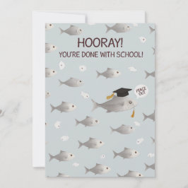 Hoera, je bent klaar met school Funny Fish Afstude Feestdagenkaart