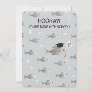 Hoera! Je bent klaar met school, grappige vis afge Feestdagenkaart