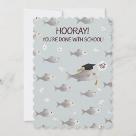Hoera! Je bent klaar met school, grappige vis afge Feestdagenkaart