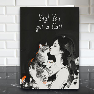 Hoera! Je hebt een Nieuwe Kat Felicitatiekaart Kaart