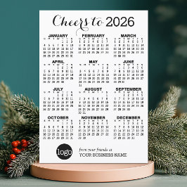 Hoera - Kalender en Logo - Zwart Wit Zakelijk Feestdagenkaart