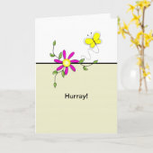 Hoera-laatste ronde van Chemo-Butterfly Flower Kaart (Gele Bloem)