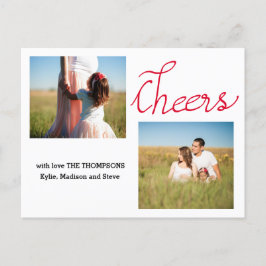Hoera Modern Script Twee Vakantiefoto Feestdagenkaart