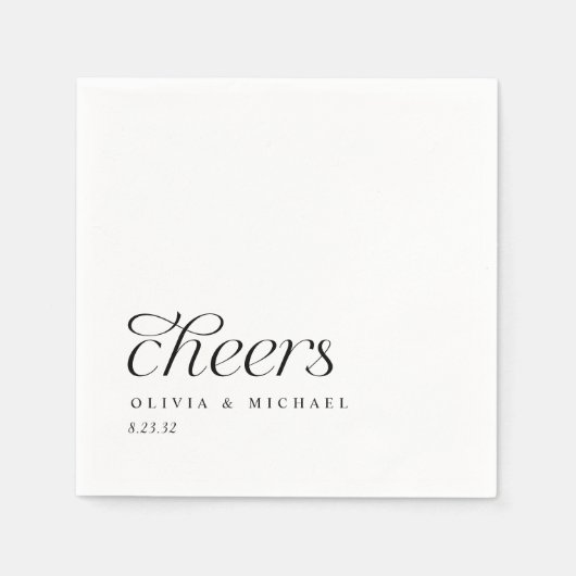 Hoera Moderne Elegante Eenvoudige Zwart & Wit Trou Servet (Voorkant)