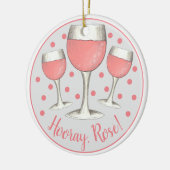 Hoera, Rosé. Blush roze roze glas wijn Winery Keramisch Ornament (Links)