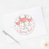 Hoera, Rosé. Blush roze roze glas wijn Winery Ronde Sticker (Envelop)