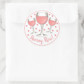 Hoera, Rosé. Blush roze roze glas wijn Winery Ronde Sticker (Tas)