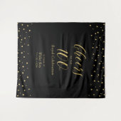 Hoera voor 100 | Goud en zwart 100e viering Wandkleed (Voorkant (horizontaal))