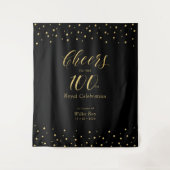 Hoera voor 100 | Goud en zwart 100e viering Wandkleed (Voorkant)