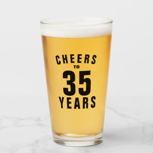 Hoera voor 35 jaar! 35e verjaardag bierglas cadeau glas (Voorkant gevuld)
